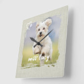 Horloge Carrée Cute Pet Keepsake Photo Playful Typography (Angle)