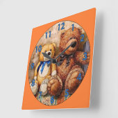 Horloge Carrée Cute Petite Nounours (Angle)