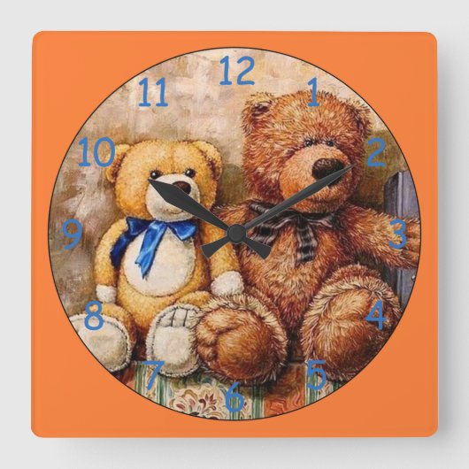 Horloge Carrée Cute Petite Nounours (Recto)