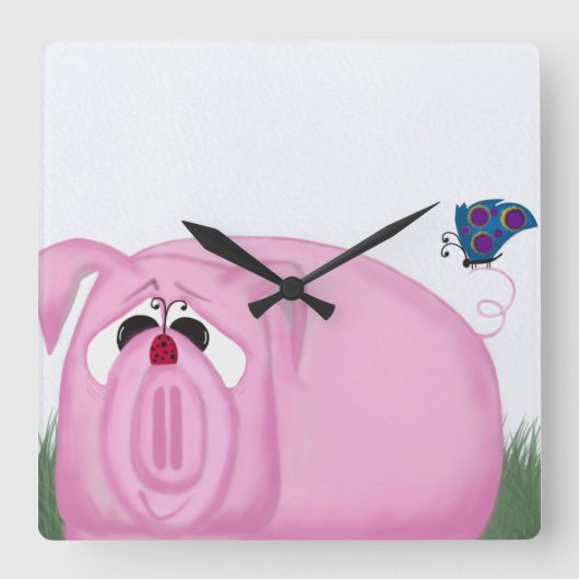 Horloge Carrée Cute Piglet Chumley Et De Beaux Amis (Recto)