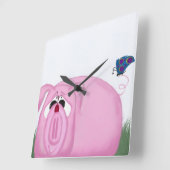 Horloge Carrée Cute Piglet Chumley Et De Beaux Amis (Angle)