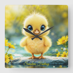 Horloge Carrée Cute poussette moelleuse avec de grands yeux debou