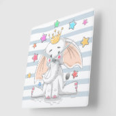 Horloge Carrée Cute Princess Elephant (Angle)
