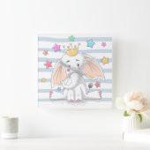 Horloge Carrée Cute Princess Elephant (Maison)