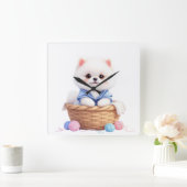 Horloge Carrée Cute Puppy in Basket Wall Clock (Maison)