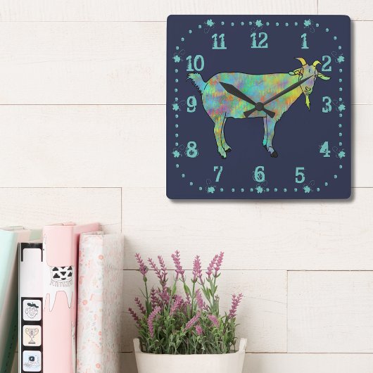 Horloge Carrée Cute Quirky Goat