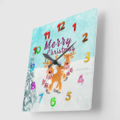 Horloge Carrée Cute Reindeer (Angle)