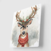 Horloge Carrée Cute Reindeer Christmas Wall Clock (Angle)