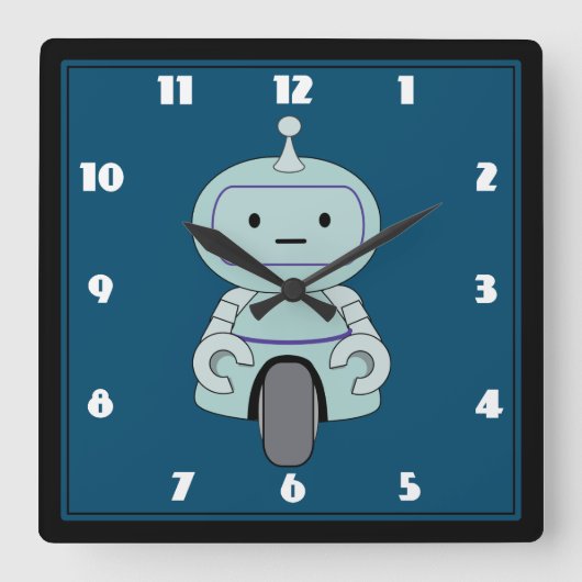 Horloge Carrée Cute Robot Illustration (Recto)