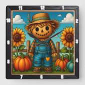 Horloge Carrée Cute Scarecrow automne Harvest (Recto)
