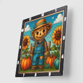 Horloge Carrée Cute Scarecrow automne Harvest (Angle)