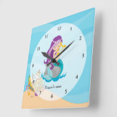 Horloge Carrée Cute sirène (Angle)