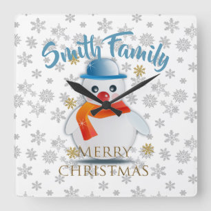 Horloge Carrée Cute Snowman