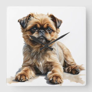 HORLOGE CARRÉE CUTE TAN & BLACK BRUSSELS GRIFFON DOG
