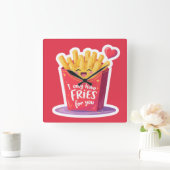 Horloge Carrée Cute Valentine French Fries Pun (Maison)