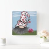 Horloge Carrée Cute Valentine Gnome (Maison)