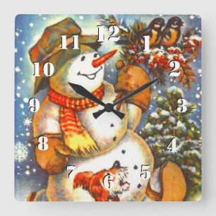 Horloge Carrée Cute Vintage Frosty
