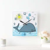 Horloge Carrée Cute Whale Kid's Square Wall Clock (Maison)