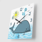 Horloge Carrée Cute Whale Kid's Square Wall Clock (Angle)