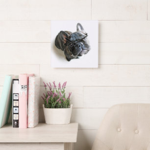 Horloge Carrée Cutest Baby Animals   French Bulldog Look Up