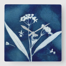 Cyanotype élégant de laiteron à fleurs