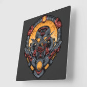 Horloge Carrée Cyborg Square Wall Clock (Angle)