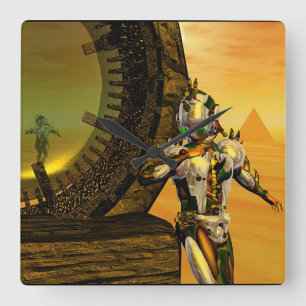 Horloge Carrée CYBORG TITAN, DÉSERT HYPERION Science-fiction Scif
