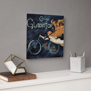 Horloge Carrée Cycles Gladiator, Art nouveau victorien vintage