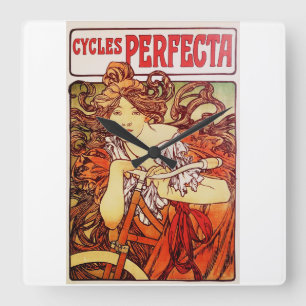 Horloge Carrée Cycles Perfecta d'Alphonse Mucha