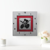 Horloge Carrée cycling; brushed metal look (Maison)