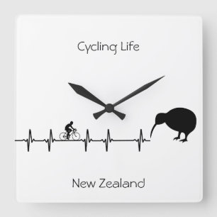 Horloge Carrée Cycling Life, Nouvelle-Zélande personnalisable