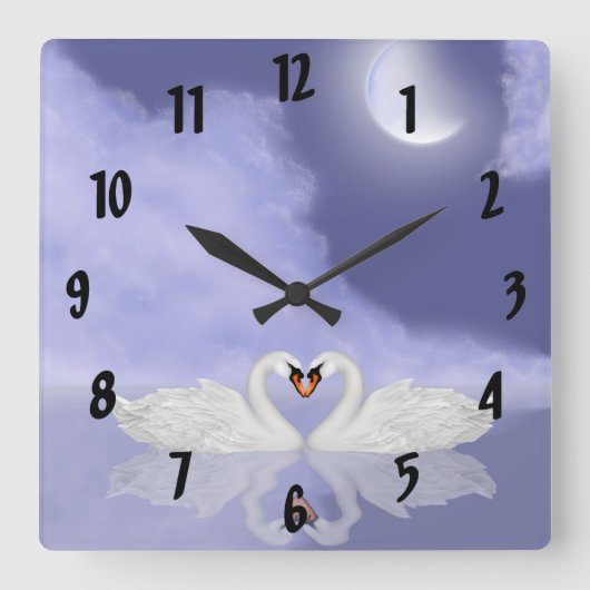 Horloge Carrée Cygne baisant (Recto)