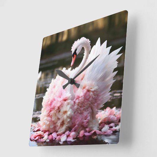 Horloge Carrée Cygne de Fairytale (Angle)