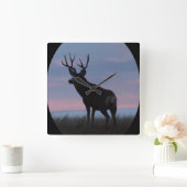Horloge Carrée D22 Mule Deer Buck Sunrise Buck (Maison)