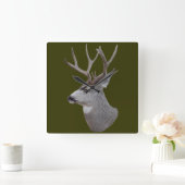 Horloge Carrée D27 Mule Deer Buck (Maison)
