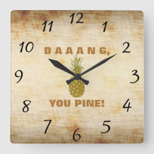 Horloge Carrée Daaang You Pine Wall Clock