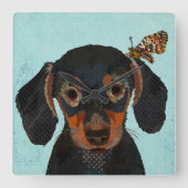HORLOGE CARRÉE DACHSHUND & BUTTERFLY (Recto)