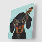 HORLOGE CARRÉE DACHSHUND & BUTTERFLY (Angle)