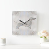 Horloge Carrée Dachshund chien - Doxie perle silhouette (Maison)