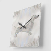 Horloge Carrée Dachshund chien - Doxie perle silhouette (Angle)