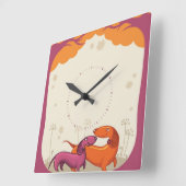 Horloge Carrée Dachshund Couple (Angle)