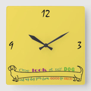 Horloge Carrée Dachshund Wiener Long Chien Drôle Mignon Simple Ja
