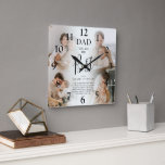 Horloge Carrée 'DAD' vous êtes le meilleur nom et le meilleur pri<br><div class="desc">Montage photo moderne et horloge de conservation de carré avec 4 photos de votre choix, qui peut être facilement téléchargé à partir d'un ordinateur ou de votre téléphone, le texte "DAD vous êtes le meilleur" dans élégant script de calligraphie, votre nom/s d'enfants et une citation qui peut être customisé pour...</div>