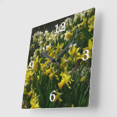 Horloge Carrée Daffodiles jaunes et blancs Fleurs de printemps (Angle)