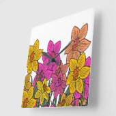 Horloge Carrée Daffodils colorés Fleurs Design (Angle)