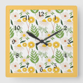 Horloge Carrée Daisy-daisy, motif populaire (Recto)