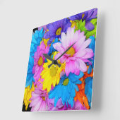 Horloge Carrée Daisy Flower Mix (Angle)