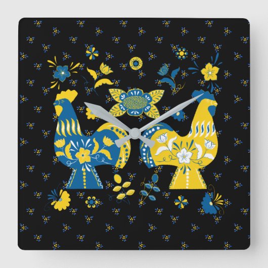 Horloge Carrée Dala Rooster suédois (Recto)