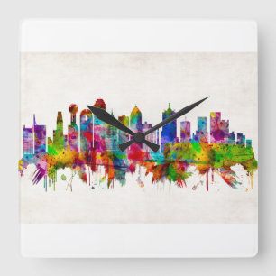 Horloge Carrée Dallas Texas Skyline