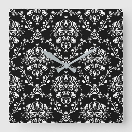 Horloge Carrée Damas noir et blanc (Recto)